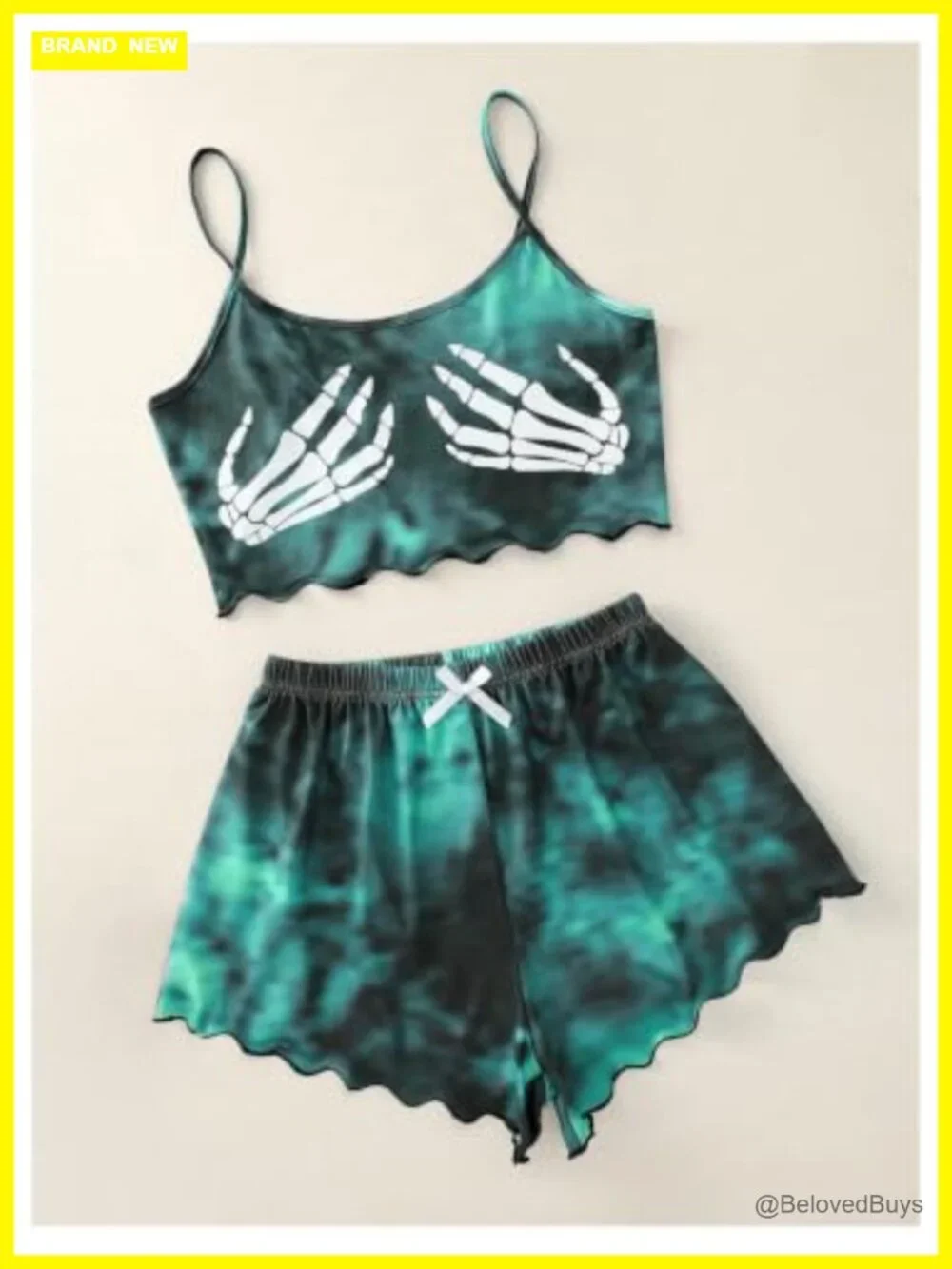 Women's Plus Size 2 Piece Goth Pajama Set Cami Shorts Sleepwear